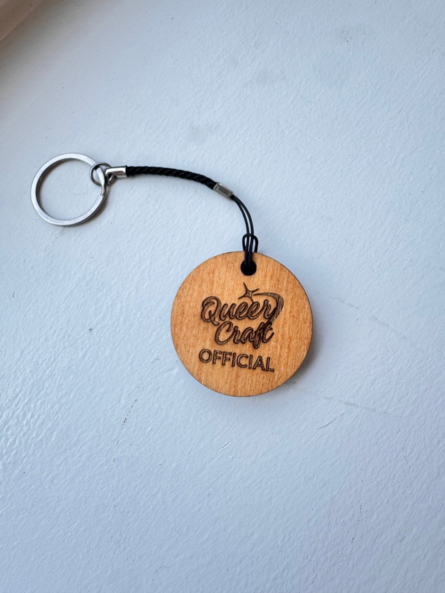 Engraved Wood Queer Keychain