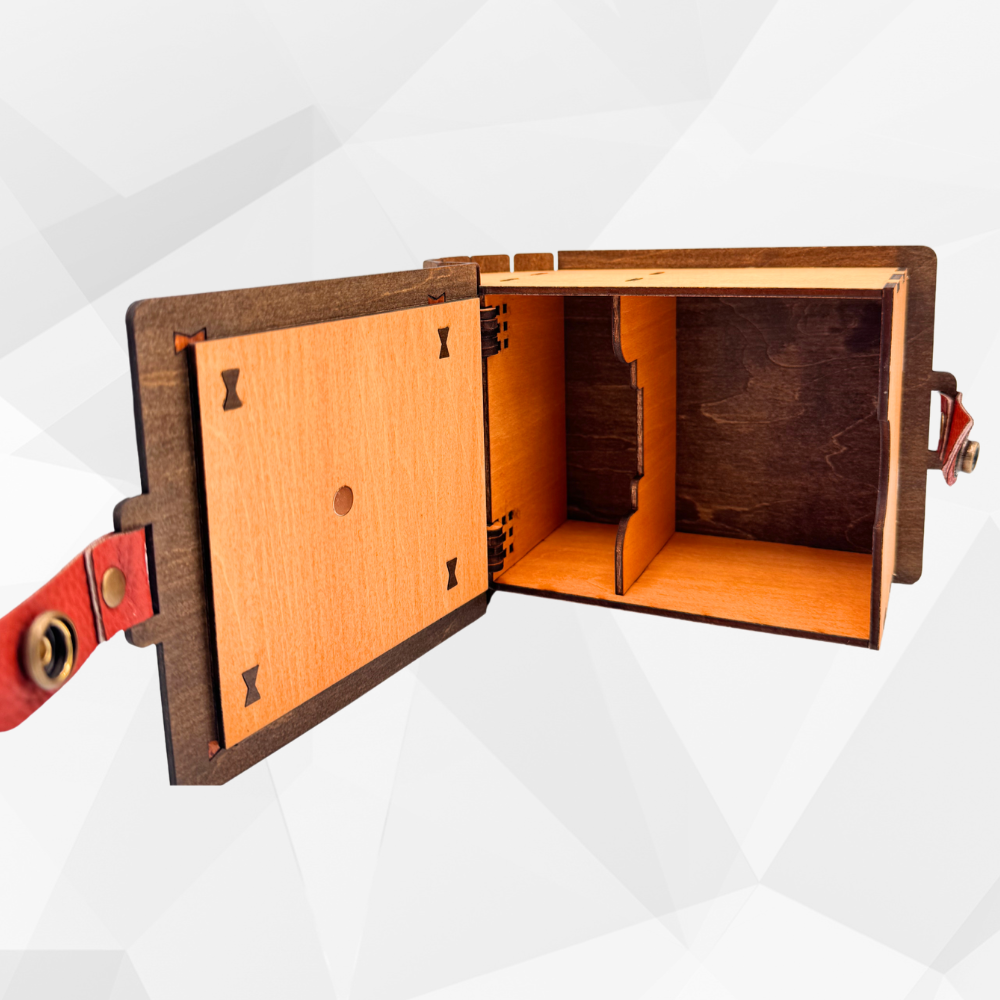 Wooden deck box opened