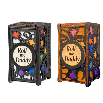 Gay Pride Foldable Dice Tower – rainbow handmade wooden D&D dice roller by QueerCraft