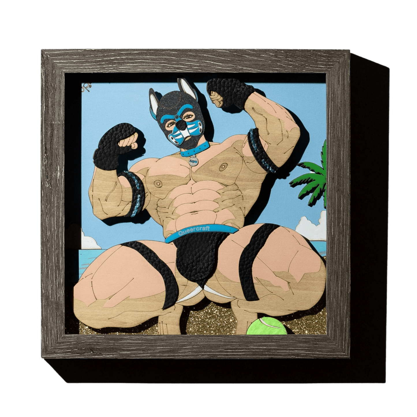 Beach Pup | 8" x 8" Pup Play Kink Shadowbox