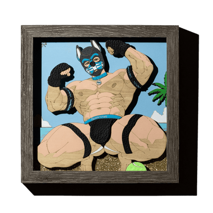 Beach Pup | 8" x 8" Pup Play Kink Shadowbox