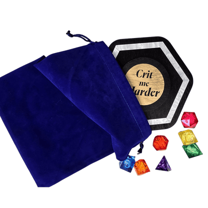 Jeweled Agenda Dice Vault | Acrylic Inlaid 7-Dice Storage with Coaster