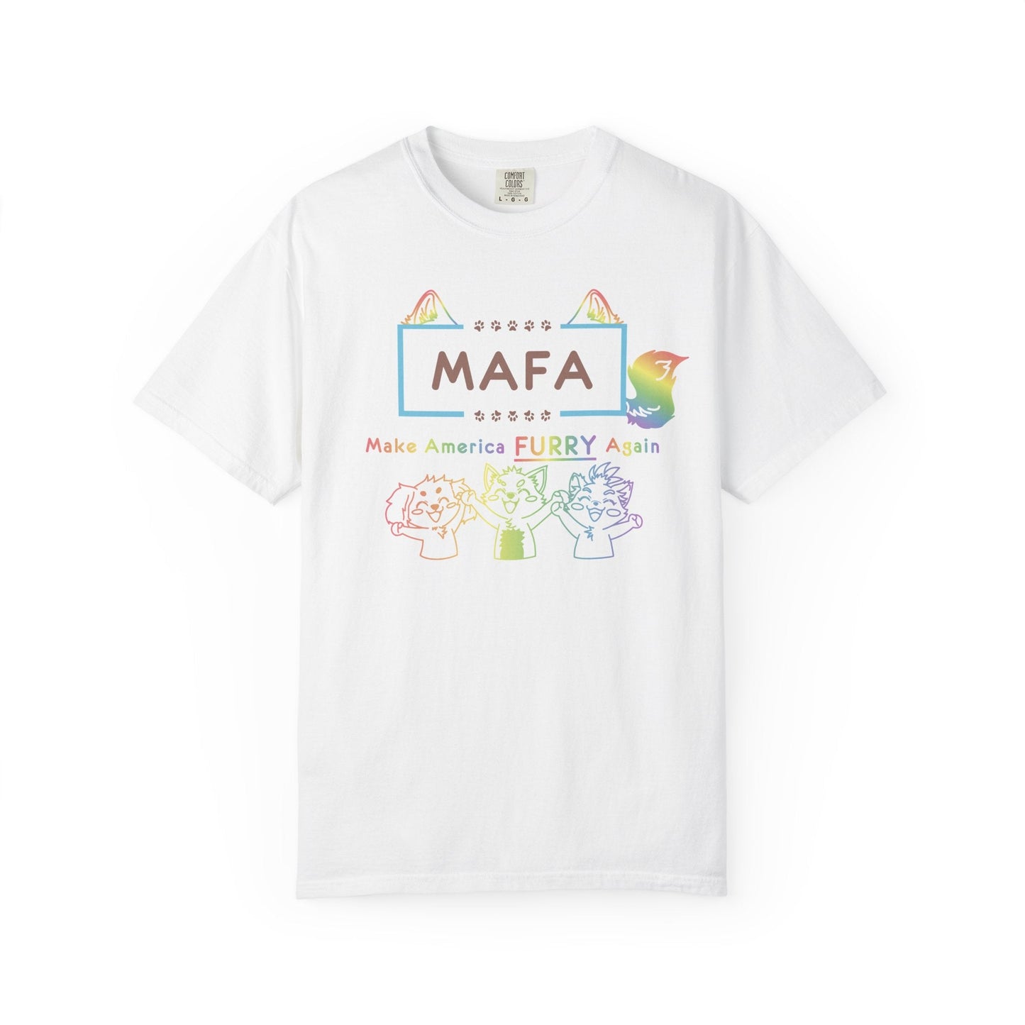 MAFA Make America Furry Again T-Shirt — Rainbow Paw Print Graphic Tee