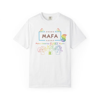MAFA Make America Furry Again T-Shirt — Rainbow Paw Print Graphic Tee
