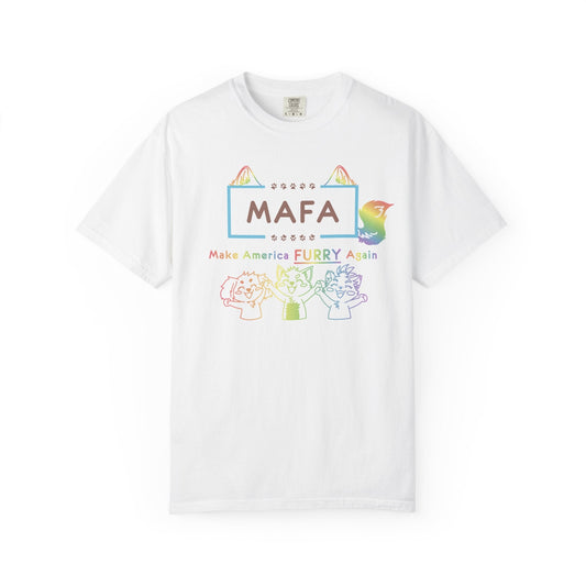 MAFA Make America Furry Again T-Shirt — Rainbow Paw Print Graphic Tee