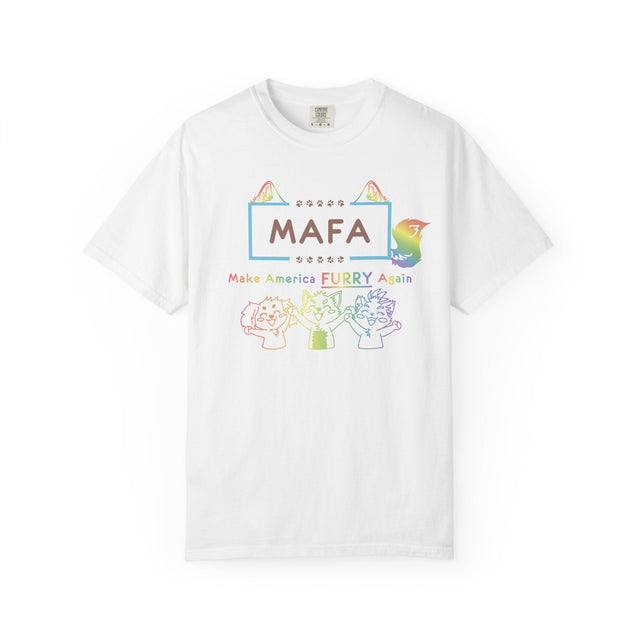MAFA Make America Furry Again T-Shirt — Rainbow Paw Print Graphic Tee