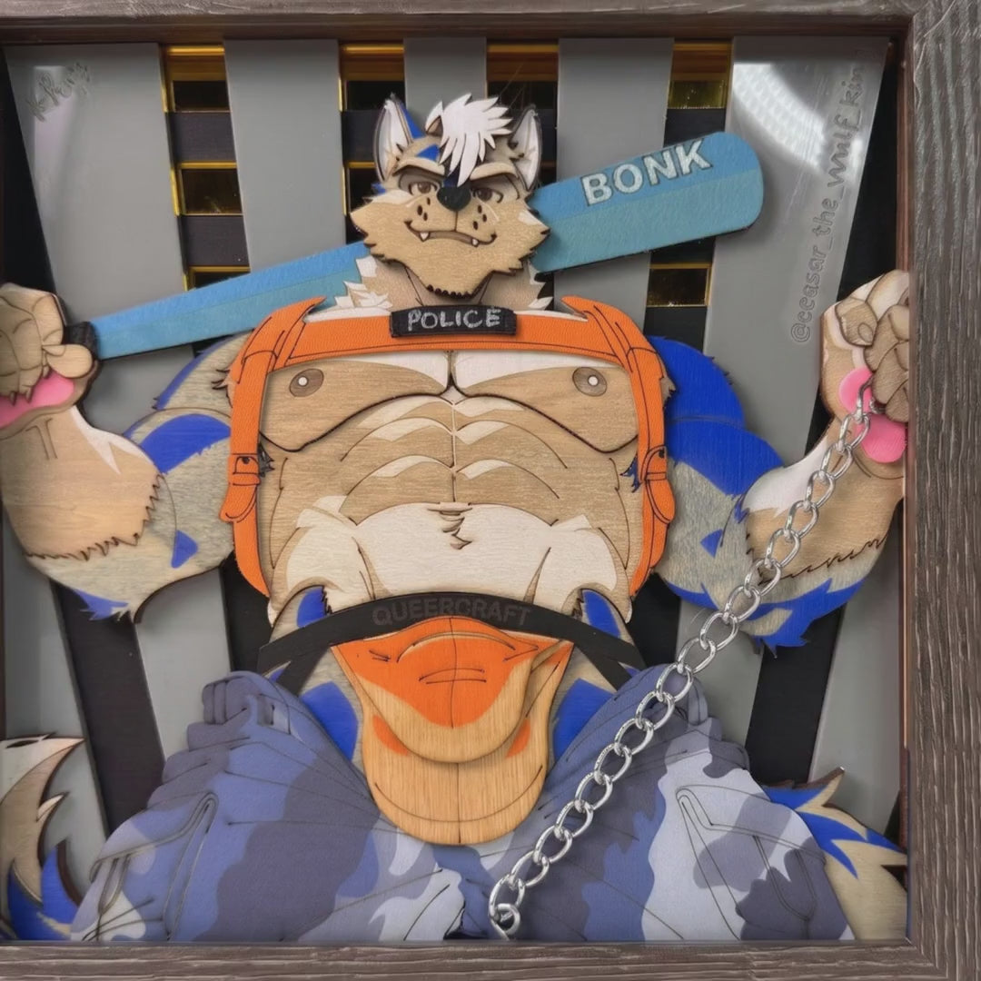 Horny Police QueerCraft handmade furry bara 3D shadowbox Ken Burns showcase video