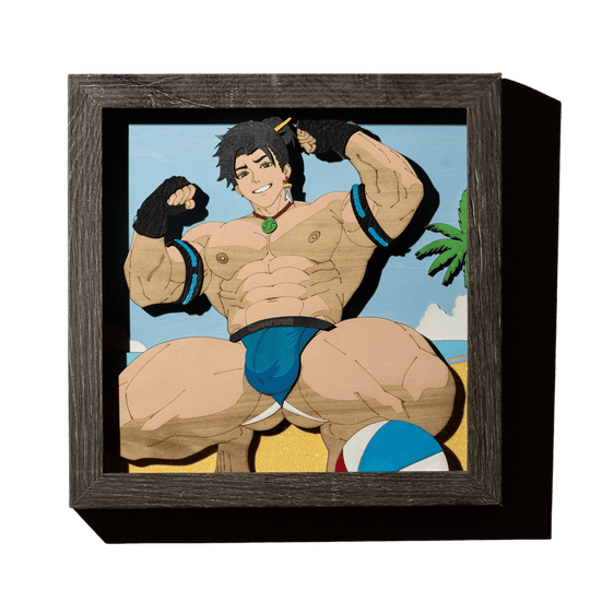 The Beach Bum | 8" x 8" Erotic Jock Shadowbox - QueerCraft