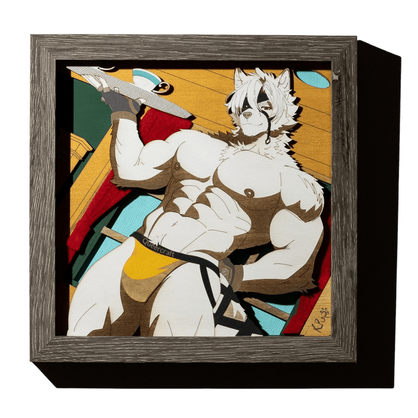 The Butler | 8" x 8" Erotic Furry Shadowbox