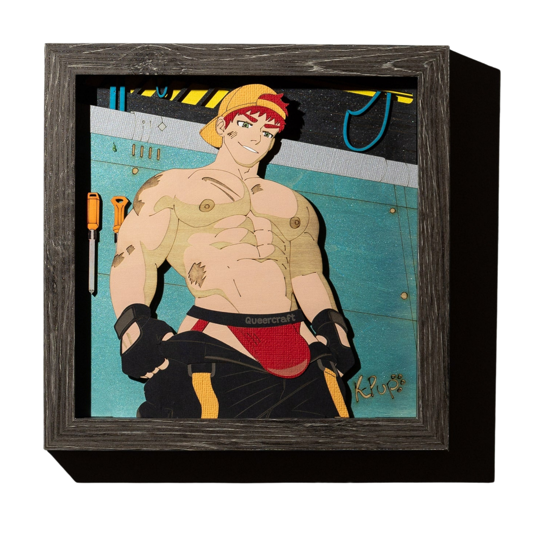 The Mechanic | 8"x 8" Erotic Male Shadowbox