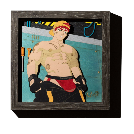 The Mechanic | 8"x 8" Erotic Male Shadowbox