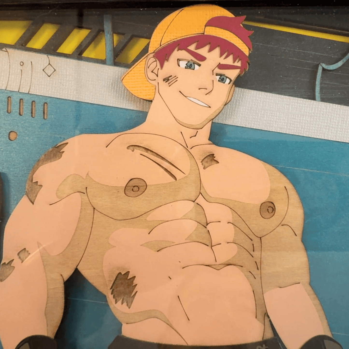 The Mechanic | 8x8 Erotic Gay Bara Shadowbox Art