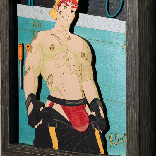 The Mechanic | 8"x 8" Erotic Male Shadowbox